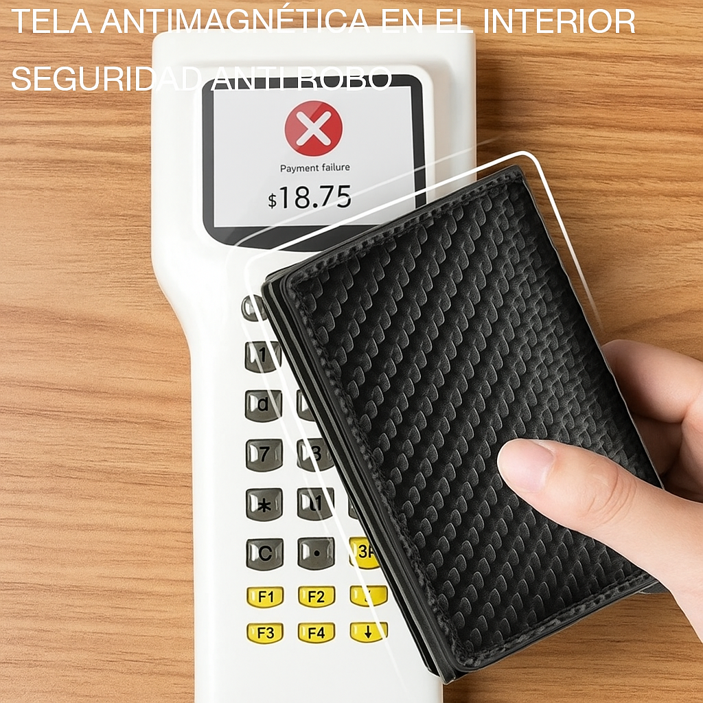Billetera Fibra de Carbón Negro - Anti Robo