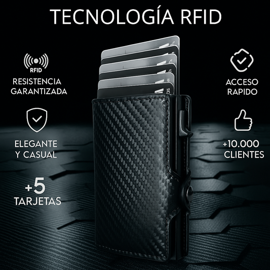 Billetera Fibra de Carbón Negro - Anti Robo