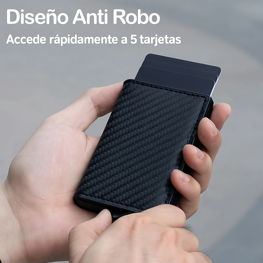 Billetera Fibra de Carbón Negro - Anti Robo